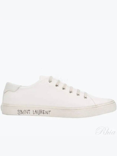 Malibu Logo Canvas Low Top Sneakers White - SAINT LAURENT - BALAAN 2