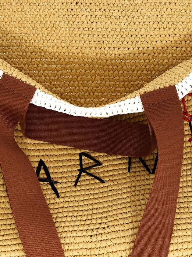 Medium Raffia Shopper Tote Bag Beige - MARNI - BALAAN 5