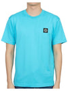 Logo Patch Cotton Short Sleeve T-Shirt Turquoise - STONE ISLAND - BALAAN 2