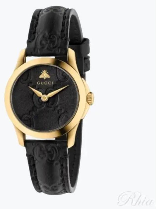 G Timeless Watch 27mm Black Signature Leather 561601IAMB08757 - GUCCI - BALAAN 2
