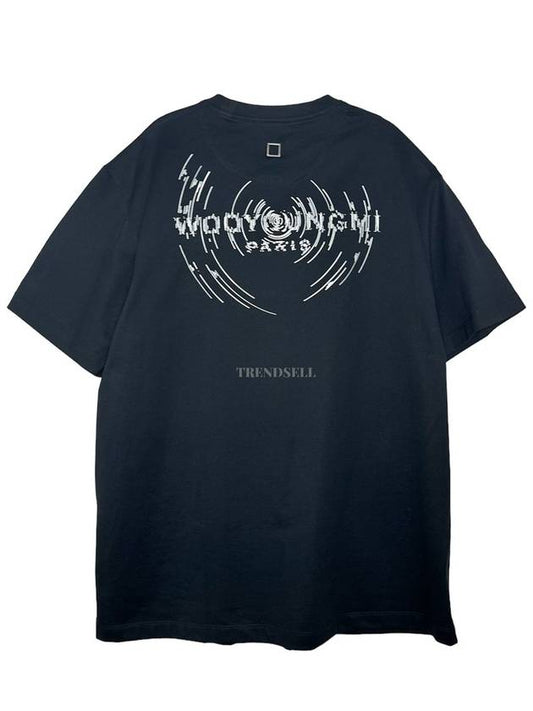 Wave Graphic Back Logo Short Sleeve T-Shirt Black - WOOYOUNGMI - BALAAN 2