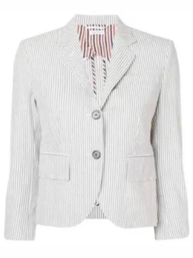 Striped Seersucker Half Line Single Jacket Grey - THOM BROWNE - BALAAN 2