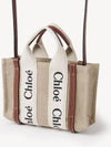 Woody Linen Canvas Calfskin Tote Bag White Brown - CHLOE - BALAAN 3