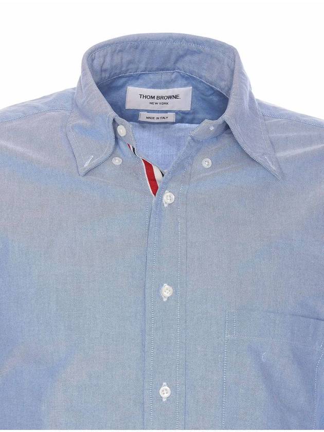 Oxford Grosgrain Placket Cotton Long Sleeve Shirt Light Blue - THOM BROWNE - BALAAN 5