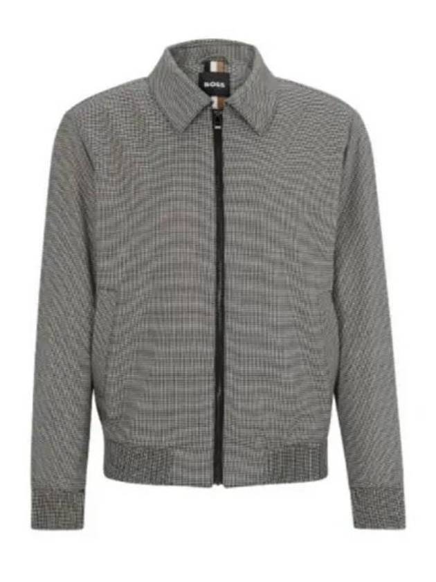 Houndstooth Wool Blend Zip-Up Jacket Grey - HUGO BOSS - BALAAN 2