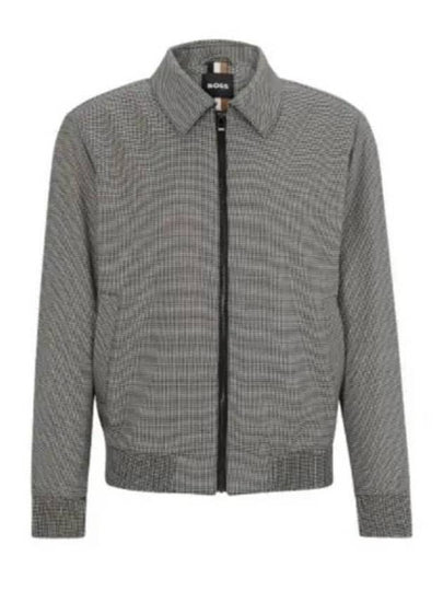 Houndstooth Wool Blend Zip-Up Jacket Grey - HUGO BOSS - BALAAN 2