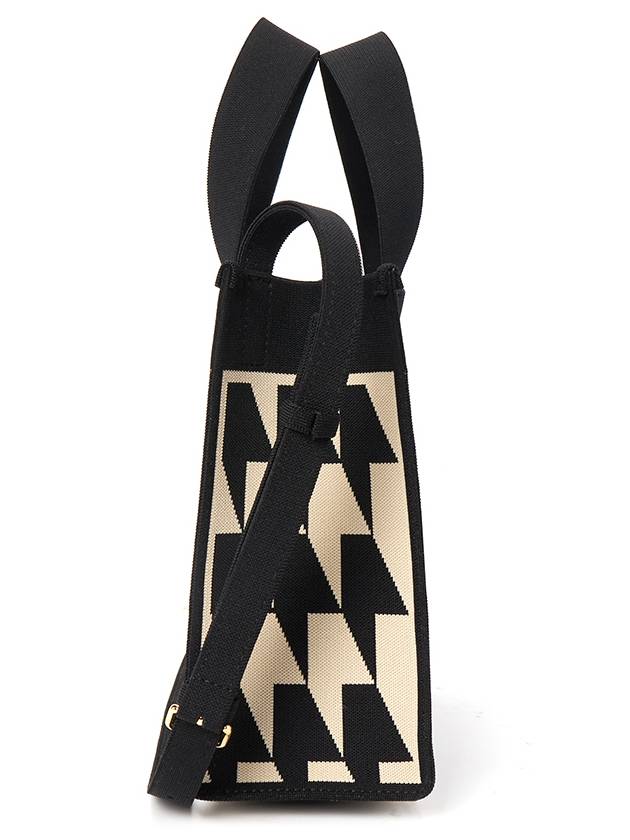 Houndstooth Jacquard Small Tote Bag White Black - MARNI - BALAAN 4