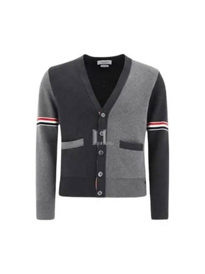 Funmix Cotton ArmBand V-Neck Cardigan Tonal Grey - THOM BROWNE - BALAAN 2