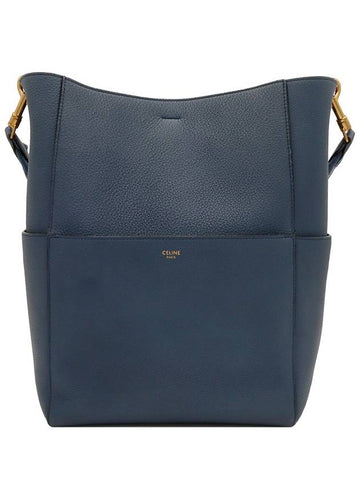 Deep blue calfskin single medium bucket shoulder bag 189593AH4 - CELINE - BALAAN 1