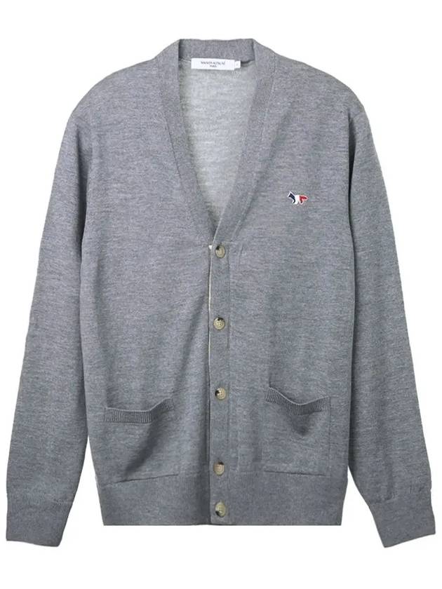 Tricolor Fox Patch Classic Cardigan Grey Melange - MAISON KITSUNE - BALAAN 3