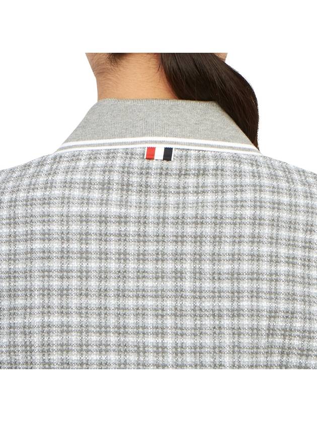 Checked Tweed Shrunken Short Sleeve Polo Grey - THOM BROWNE - BALAAN 9