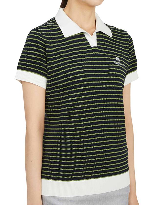 Golf Wear Short Sleeve Knit HHW 2A AB53 NAVY GREEN - HORN GARMENT - BALAAN 3