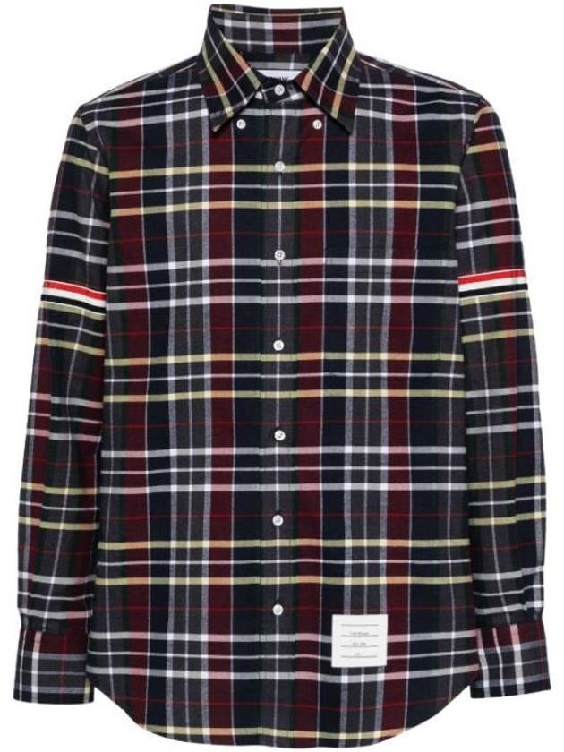 Tartan Check Flannel Long Sleeve Shirt - THOM BROWNE - BALAAN 2