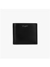 Smooth Leather Classic Logo Half Wallet Black - SAINT LAURENT - BALAAN 3