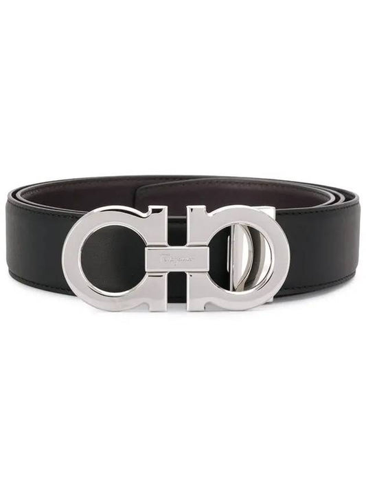 Reversible Gancini Leather Belt Black - SALVATORE FERRAGAMO - BALAAN 2