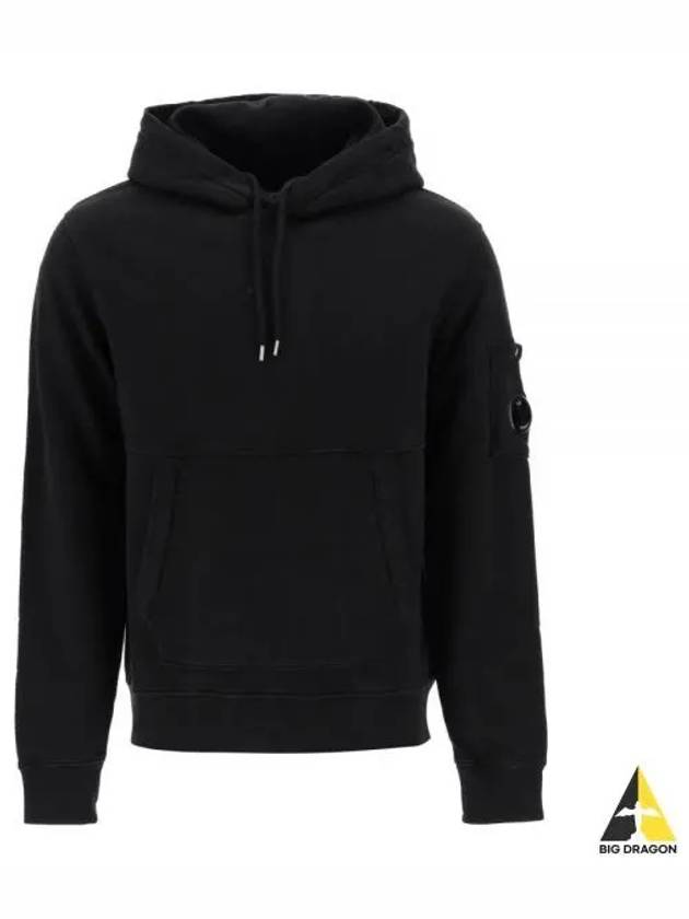 Brushed Emerized Diagonal Fleece Lens Hoodie Black - CP COMPANY - BALAAN 2