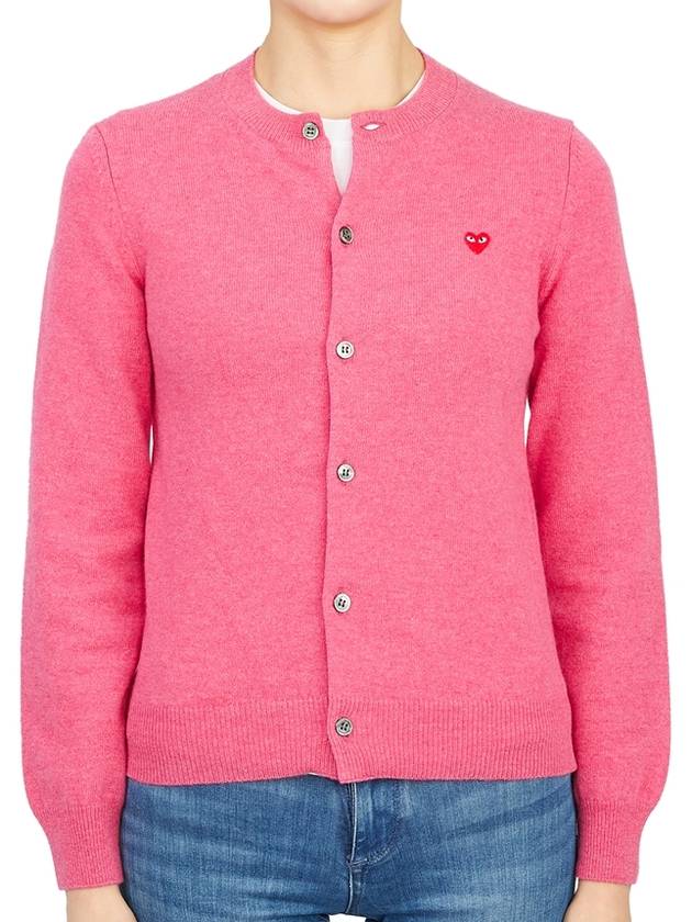 Play Women's Small Red Wappen Cardigan P1 N079 4 Pink - COMME DES GARCONS PLAY - BALAAN 3