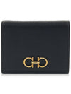 Gancini Compact Half Wallet Black - SALVATORE FERRAGAMO - BALAAN 2