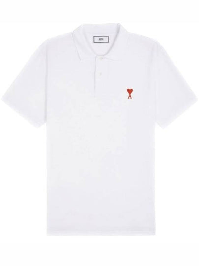 Heart Logo Polo Shirt White - AMI - BALAAN 2