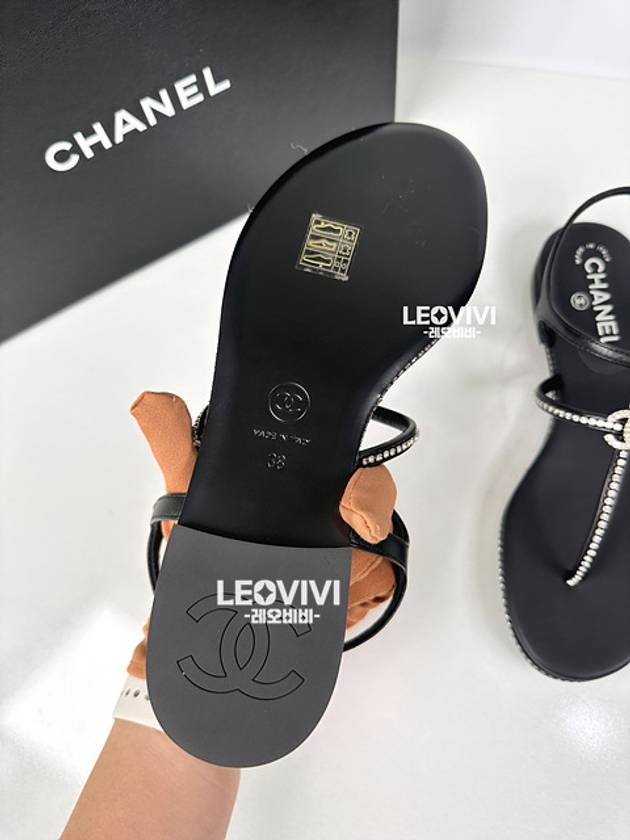 CC logo crystal strap sandals black - CHANEL - BALAAN 10