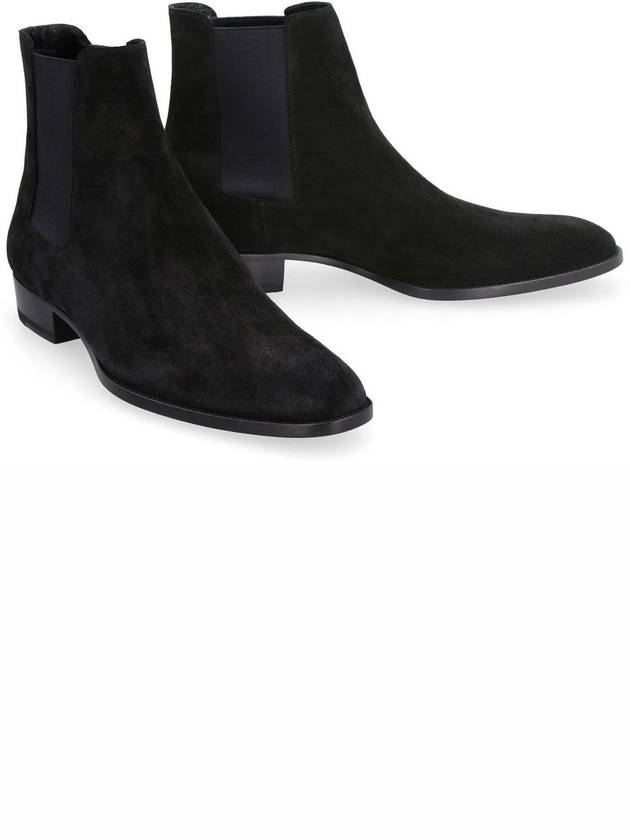 Suede Classic Wyatt Chelsea Boots Black - SAINT LAURENT - BALAAN 4