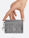 Lady Dior Freesia Card Wallet Metallic Silver Tone Cana - DIOR - BALAAN 3