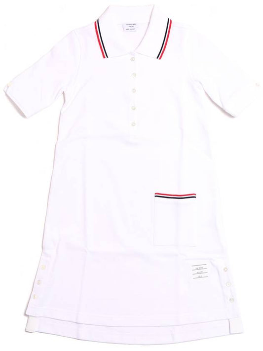 Three Stripes Polo Short Dress White - THOM BROWNE - BALAAN 2