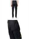 Garment Dyed Old Effect Stretch Broken Twill Cotton Cargo Pants Black - STONE ISLAND - BALAAN 6