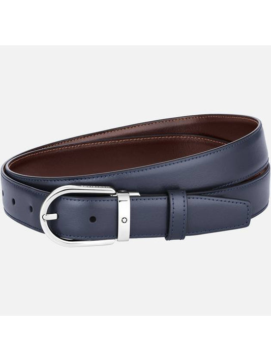 Horseshoe buckle reversible leather belt blue burgundy - MONTBLANC - BALAAN 2