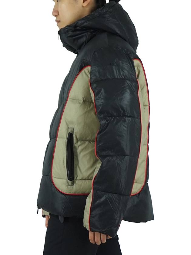 W Ostend Shiny Ripstop Hooded Puffer Padding Black Beige - DIESEL - BALAAN 6