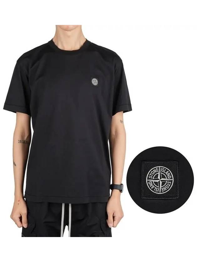 Logo Patch Short Sleeve T-Shirt Black - STONE ISLAND - BALAAN 2