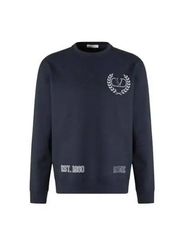 Logo Printing Sweatshirt Navy 2V3MF14M93N - VALENTINO - BALAAN 1