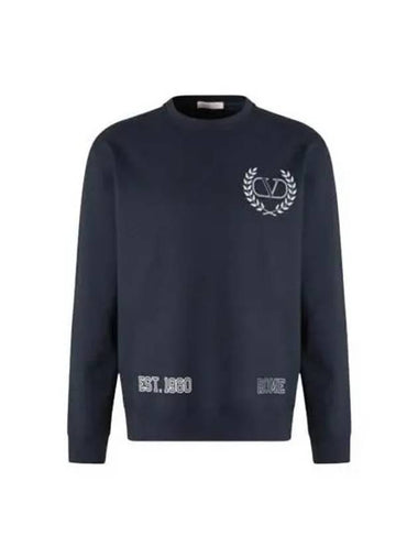 Logo Printing Sweatshirt Navy 2V3MF14M93N - VALENTINO - BALAAN 1