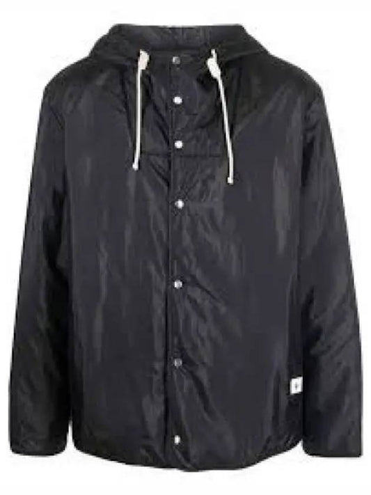 Drawstring Button Hooded Jacket Black - JIL SANDER - BALAAN 2