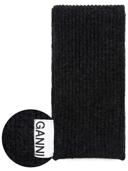 Ribbed Knit Muffler Black - GANNI - BALAAN 2