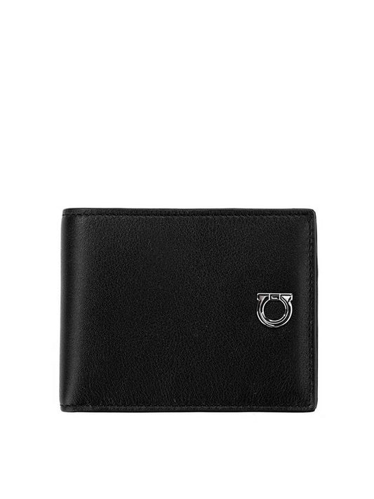 Men's Gancini Palladium ID Pocket Half Wallet Black - SALVATORE FERRAGAMO - BALAAN 1