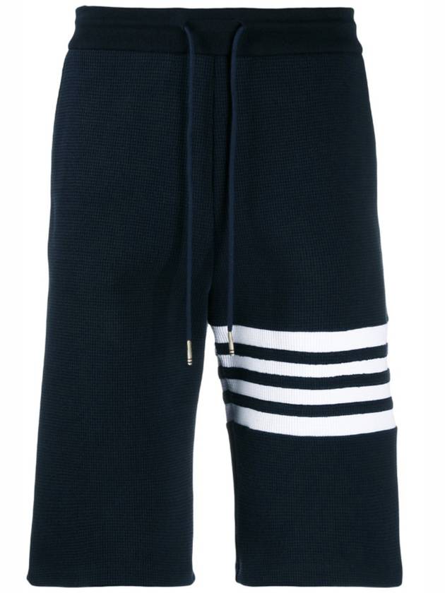 Waffle 4-Bar Stripe Shorts Navy - THOM BROWNE - BALAAN 2