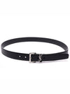 Silver Hardware Monogram Buckle Leather Belt Black - SAINT LAURENT - BALAAN 5