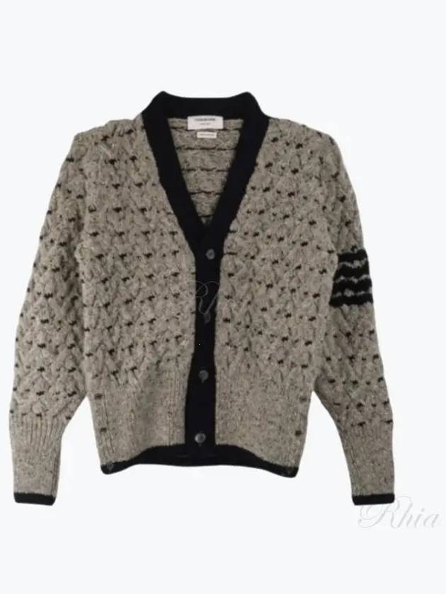 4 Bar Stripe Cable Knit Cardigan Grey - THOM BROWNE - BALAAN 2