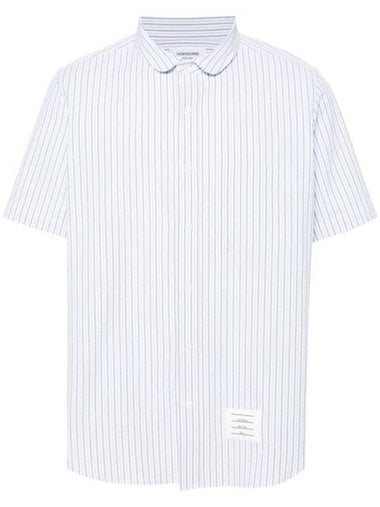 Men's Striped Short Sleeve Shirt Light Blue - THOM BROWNE - BALAAN 1