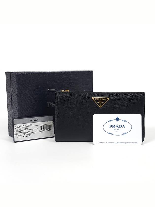 1ML009 Saffiano Triangle Triangular Logo Medium Wallet - PRADA - BALAAN 1