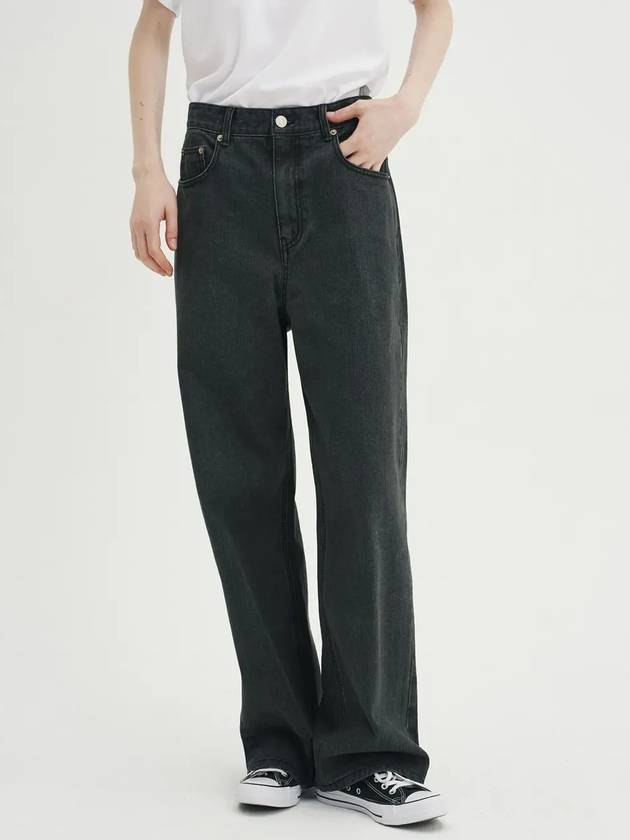 Easy washed wide denim pants dark gray - BLONDNINE - BALAAN 3