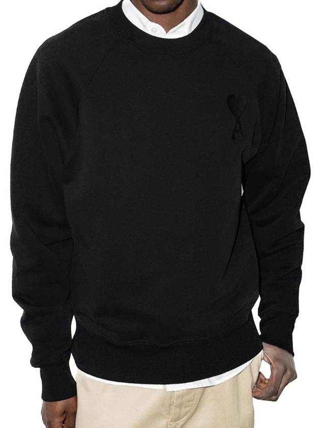 Big Heart Logo Sweatshirt Black - AMI - BALAAN 4