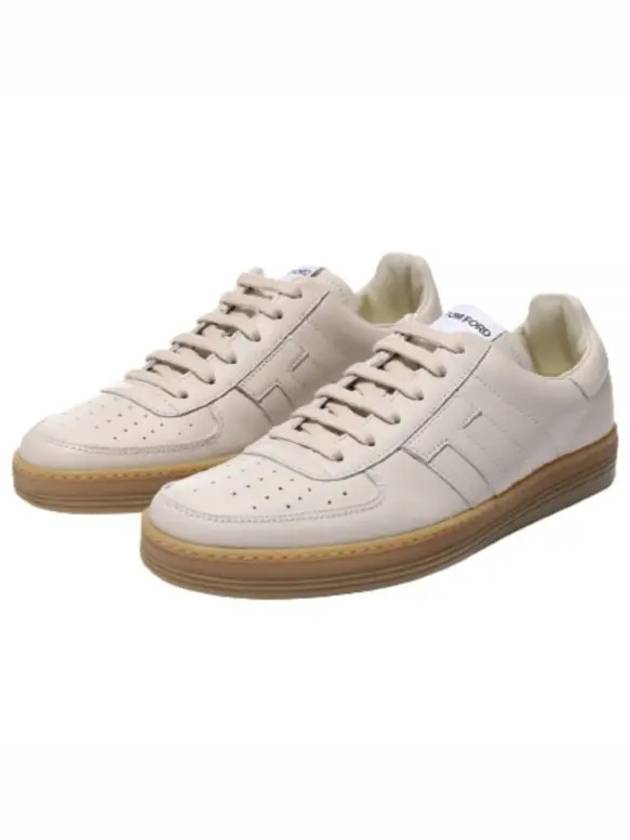 Logo Leather Low-Top Sneakers White - TOM FORD - BALAAN 2