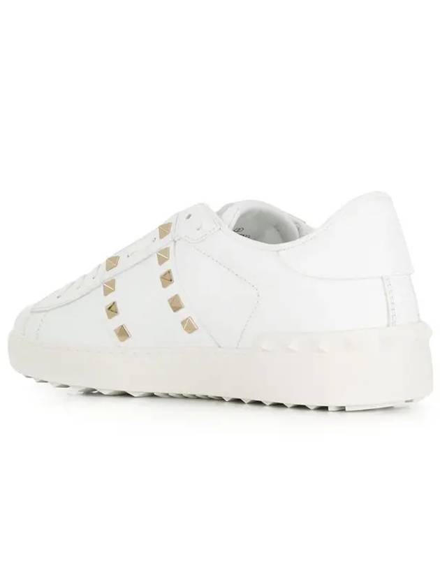 Rockstud Untitled Calfskin Low Top Sneakers White - VALENTINO - BALAAN 4