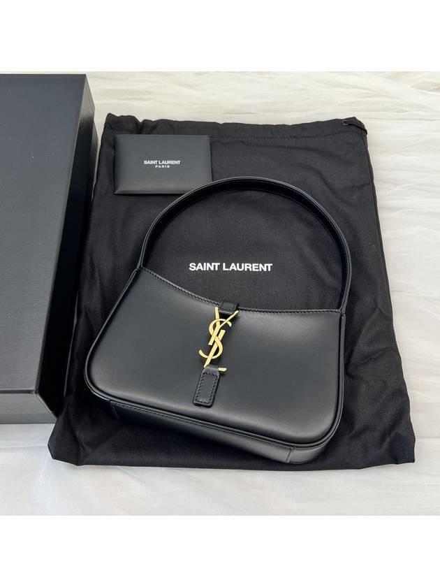 LE 5A 7 Small Smooth Leather Hobo Shoulder Bag Black - SAINT LAURENT - BALAAN 4