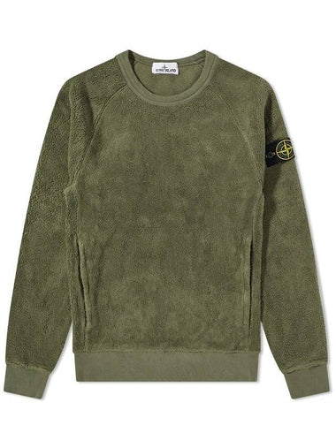 Wappen Patch Shearling Sweatshirt Khaki - STONE ISLAND - BALAAN 1