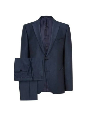 Men s Herringbone Pattern Easy Single Suit Dark Navy 271401 - EMPORIO ARMANI - BALAAN 1