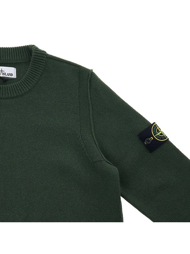 Wappen Patch Crew Neck Wool Knit Top Khaki - STONE ISLAND - BALAAN 5