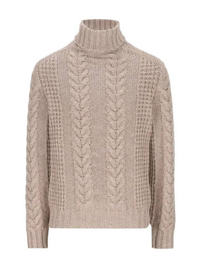 Cable cashmere turtleneck gray - BRUNELLO CUCINELLI - BALAAN 2